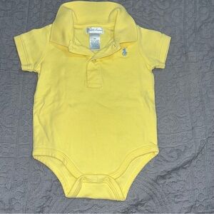Ralph Lauren collared Yellow Polo onesie light blue horse 9 months preppy